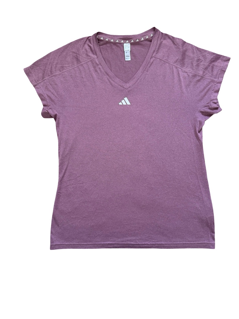adidas Mauve V-Neck Short Sleeve Performance Tee